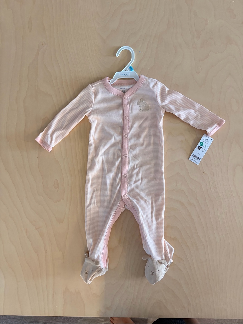 Carter's Bunny Sleep & Play Pink Striped Footie Baby 6M